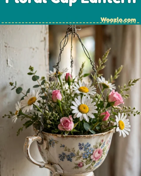 Create a Lovely DIY Floral Hanging Cup Lantern at Home