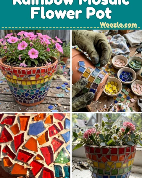 Craft a Stunning Rainbow Mosaic Flower Pot