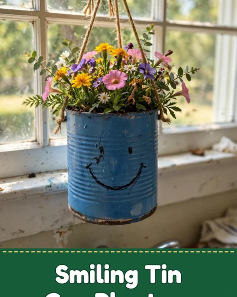 Create Cheerful DIY Smiling Tin Can Hanging Planters Today