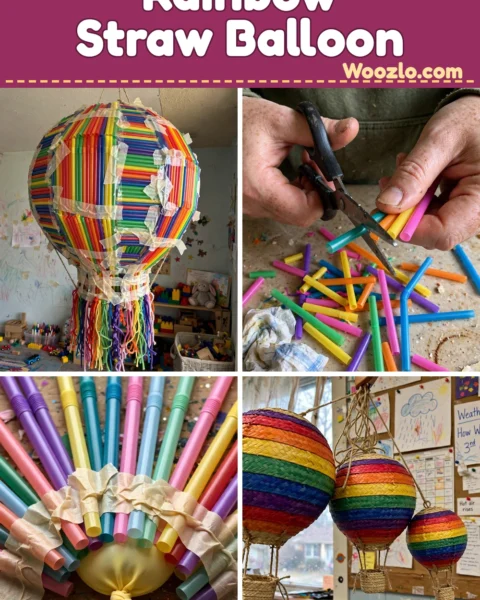 Create Cheerful DIY Rainbow Straw Hot Air Balloon for Kids