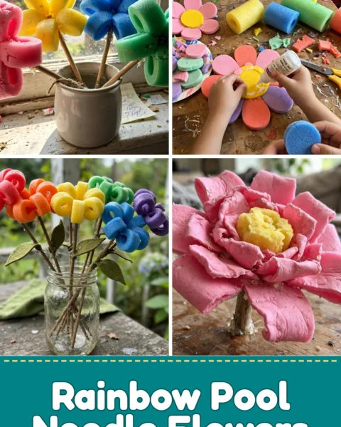 Brighten Your Garden with DIY Rainbow Pool Noodle Flowers