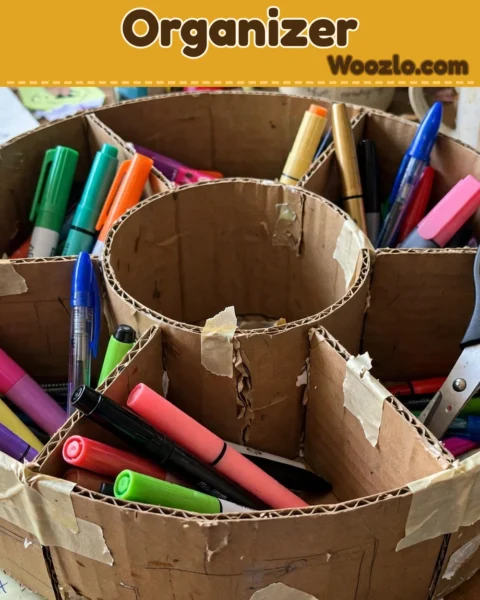 Craft a Brilliant DIY Rotating Cardboard Desk Organizer