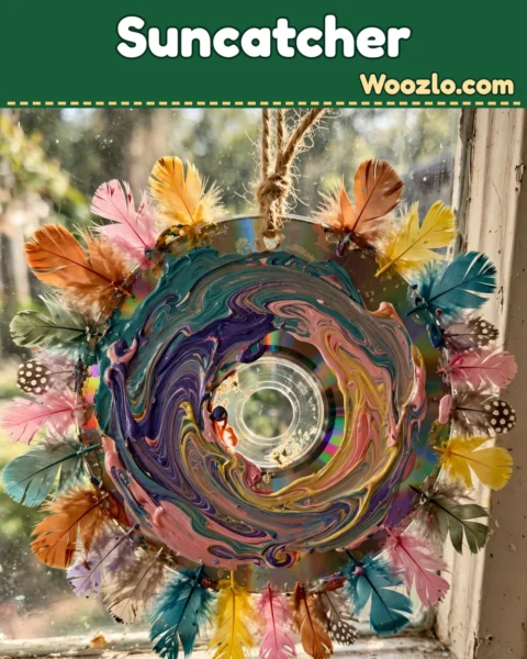 Transform Old CDs into Stunning DIY Feather Suncatchers