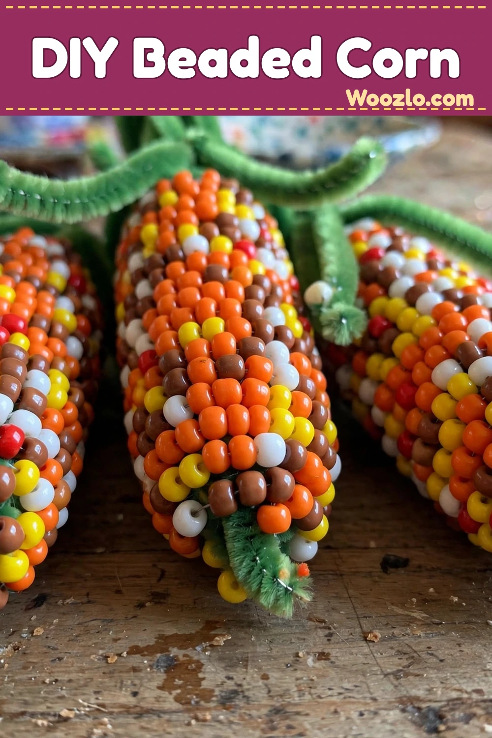 Craft Adorable DIY Beaded Corn with Kids for Fall